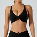 Eleganter schwarzer Yoga Sport-BH mit sexy Twist-Design für Fitness und Training - S / Oberteile / Camisole-BH / Schwarz
