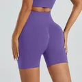 Purple high-waisted seamless scrunch butt yoga shorts for women gym workout and running. - S / Bottoms / Purple