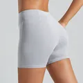 High-waisted gray sports yoga shorts with peach hip lifting design for fitness training - S / Bottoms / Heather Grey