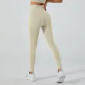 Leggings da yoga a vita alta senza cuciture effetto peach lift sportivo colore beige - Kaki
