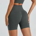 Short de yoga sans couture à taille haute effet push-up gris anthracite pour le fitness - Gris foncé