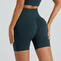 Short de yoga premium sans couture vert foncé à taille haute avec effet push-up - Vert Foncé