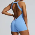 Body da yoga azzurro senza schiena con dettaglio scrunch butt per fitness e palestra - Taglia S / Top E Pantaloni / Blu Sereno