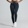 Nahtlose Sport-Leggings mit hoher Taille in Anthrazit für Yoga und Fitnessübungen - S / Unterteile / Schwarz