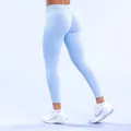 Light blue seamless high waisted yoga leggings with scrunch butt lift detail for fitness - Ice Blue