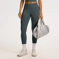 Charcoal grey high waist yoga leggings with ribbed waistband and butt lifting design - S / Bottoms / Dark Gray