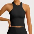 Zwarte naadloze racerback yoga tanktop voor fitness en outdoorsporten voor dames kleding - S / Tops / Zwart