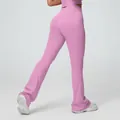 High-quality women's pink micro-flare yoga pants with high waist for gym fitness - S / Bottoms / Hot Pink