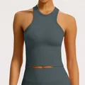 Professionele naadloze strakke yoga tanktop met racerback in antracietgrijs voor dames - S / Tops / donkergrijs