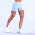Short de yoga bleu clair sans couture à taille haute avec effet push-up fessier - Bleu Glace