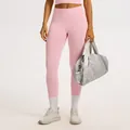Leggings da yoga rosa a vita alta con fascia a costine e effetto lifting dei glutei - rosa pesca