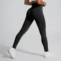 High-waist seamless scrunch butt yoga leggings in classic black for fitness and gym - XL / Bottoms / Black