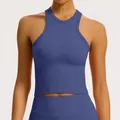 Naadloze blauwe racerback yoga tanktop voor dames voor workout fitness en outdoor sport - Marmer Paars