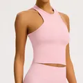Roze naadloze racerback yoga tanktop voor dames workout fitness sportkleding - Perzikroze