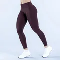 Leggings de yoga sin costuras de cintura alta en marrón oscuro con efecto push up - XS / Top Y Pantalón / Conjunto de Pantalones / Espresso