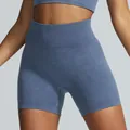 Nahtlose blaue Sportshorts mit hoher Taille und Acid-Wash-Optik für Damen Fitness - S / Unterteile / Graublau