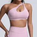 Nahtloser Sport-BH in Altrosa mit Cut-Out und passender Leggings für Yoga und Gym - XS / Oberteile / Hellrosa