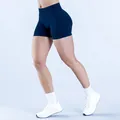 Short de yoga sans couture bleu marine à taille haute avec effet push-up fessier - Bleu Encre