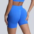 Professional high waist seamless blue yoga shorts with a scrunch butt lifting design - XS / Bottoms / Electric Blue