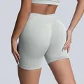 Seamless high waisted matte yoga shorts in light grey featuring a butt lifting design - Feather Rice