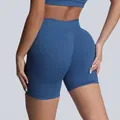 Seamless high-waisted yoga shorts with butt lift design in professional matte blue - Blue Gray