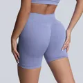 High waisted seamless yoga shorts with butt lifting design in light purple - Light Purple