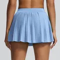 Vue arrière d'une jupe-short de tennis plissée bleu clair pour le sport et le yoga - Bleu Bébé