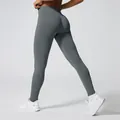 Graue nahtlose High-Waist-Yoga-Leggings mit Push-up-Effekt für das Fitnesstraining - Dunkelgrau