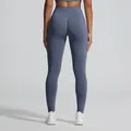 High-waisted blue cationic seamless yoga pants featuring breathable jacquard details. - XS / Bottoms / Cement Grey
