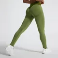 Leggings da yoga verdi a vita alta senza cuciture con effetto peach lift per gym. - Taglia S / Pantaloni e gonne / Verde
