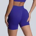 Professional high-waisted seamless purple yoga shorts featuring a butt-lifting contour design - Indigo Blue