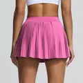Jupe de tennis plissée rose vif avec taille haute pour le fitness et le yoga - Rose Cosmos