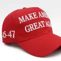 Gorra de béisbol roja elecciones 2024 con bordado 45-47, estilo trucker ajustable - Gran rojo simple