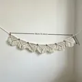 Handmade bohemian macrame wall hanging banner with tassels and wooden beads 90cm length - 13*95cm / Beige