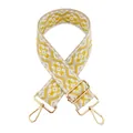 Correa ancha ajustable de jacquard étnico con patrón amarillo para bolsos bandolera. - Base Beige Borde Blanco Amarillo Floral