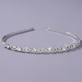 Elegant silver hairband with sparkling clear crystal rhinestones for wedding and daily wear - Silver Pave Style (TS-J1159)