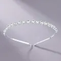 Zilveren minimalistische hoofdband versierd met elegante kristallen bloemmotieven - Zilveren Ronde Strass Bloemencluster Stijl (TS-J2817W)