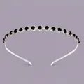 Elegant black gemstone headband with crystal border on lavender background for hair - Black Round Rhinestone Cluster Style (TS-J2817SBLK)