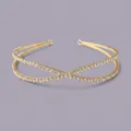 Elegant goudgekleurd gekruist hoofdbandje met fonkelende steentjes voor dagelijks gebruik - Goud Dubbellaagse Kruis Stijl (TS-J2822G)