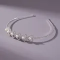 Elegante zilveren strass- en parelhoofdband in minimalistische Koreaanse stijl trendy - Zilver Kunstparel Bloem Stijl (TS-J3077S)