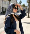 Marineblauer Vintage-Seidenschal mit Paisley-Muster als Kopftuch - 70*70cm / Blaues Paisley-Muster