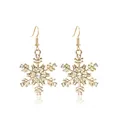 Elegant golden snowflake earrings with sparkling rhinestones for Christmas holiday gift - Gold Snowflake Earrings