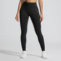 Naadloze houtskoolgrijze kationische yoga leggings voor dames met hoge taille sport - Zwart