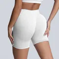 White high-waisted seamless yoga shorts with butt-lifting and tummy control design - Pure White