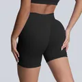 High-waisted seamless black yoga shorts for women with butt-lifting effect for gym - XS / Bottoms / Carbon Black