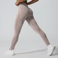 Naadloze cationic yoga legging in mauve met hoge taille en push-up effect sport - Khaki Roze