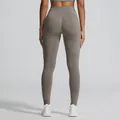 Naadloze yoga legging met hoge taille in grijs met push-up getextureerd design - Matcha Groen