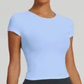 T-shirt da yoga slim fit azzurra a asciugatura rapida per fitness e corsa sportiva - Blu Mulino