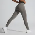 Grijze naadloze yoga-legging met hoge taille en push-up effect van kationische stof - Mocha