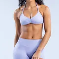 Professional lavender seamless halter yoga bra made of high-stretch matte nylon for women - Light Purple